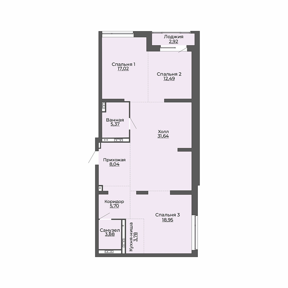 3 к. квартира, ЖК «Repin Towers» II очередь очередь, ул.Репина, д. 75, корпус Дом № 2, кв. 16, пд.1, эт. 4/29, 109.79 м², 9 900 000 ₽, (90 172 ₽/м²)