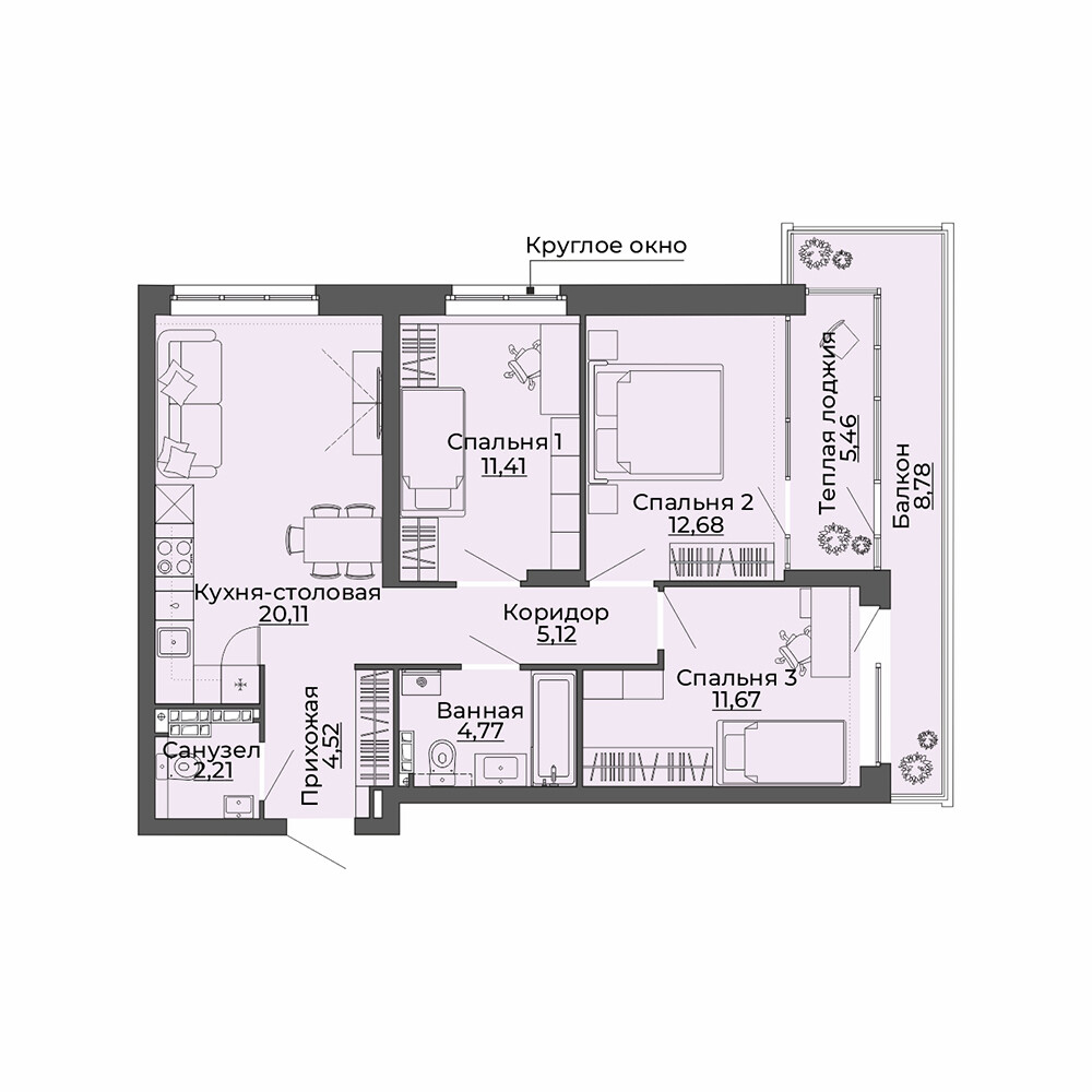 3 к. квартира, ЖК «Repin Towers» II очередь очередь, ул.Репина, д. 75, корпус Дом № 3, кв. 68, пд.1, эт. 9/12, 86.73 м², 10 050 000 ₽, (115 877 ₽/м²)