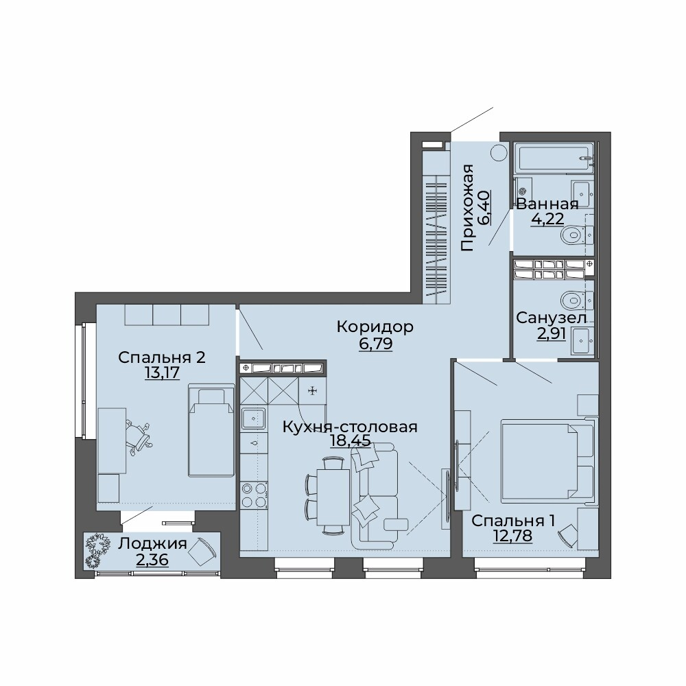 2 к. квартира, ЖК «Repin Towers» II очередь очередь, ул.Репина, д. 75, корпус Дом № 2,  кв. 151, пд.1, эт. 16/29, 67.08 м², 8 350 000 ₽, (124 478 ₽/м²)