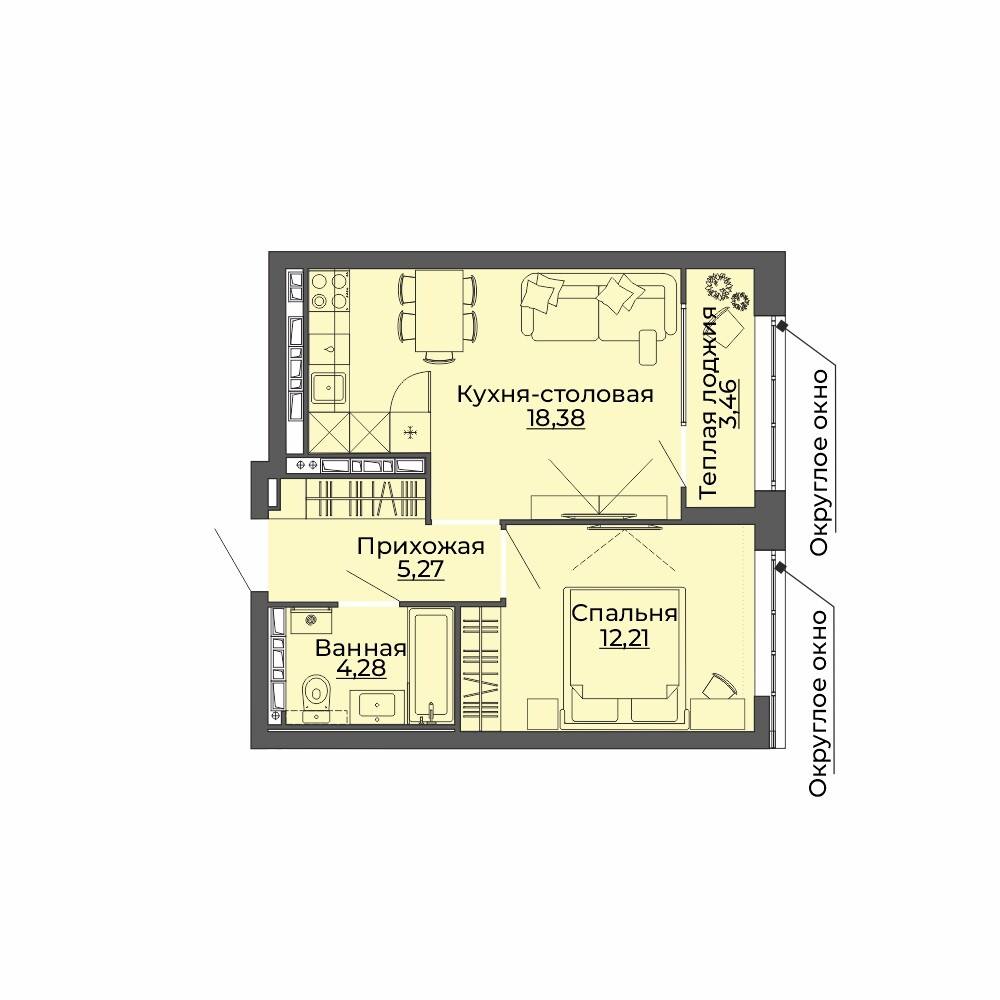 1 к. квартира, ЖК «Repin Towers» II очередь очередь, ул.Репина, д. 77, корпус Дом № 2,  кв. 301, пд.1, эт. 28/29, 43.6 м², 8 300 000 ₽, (190 367 ₽/м²)