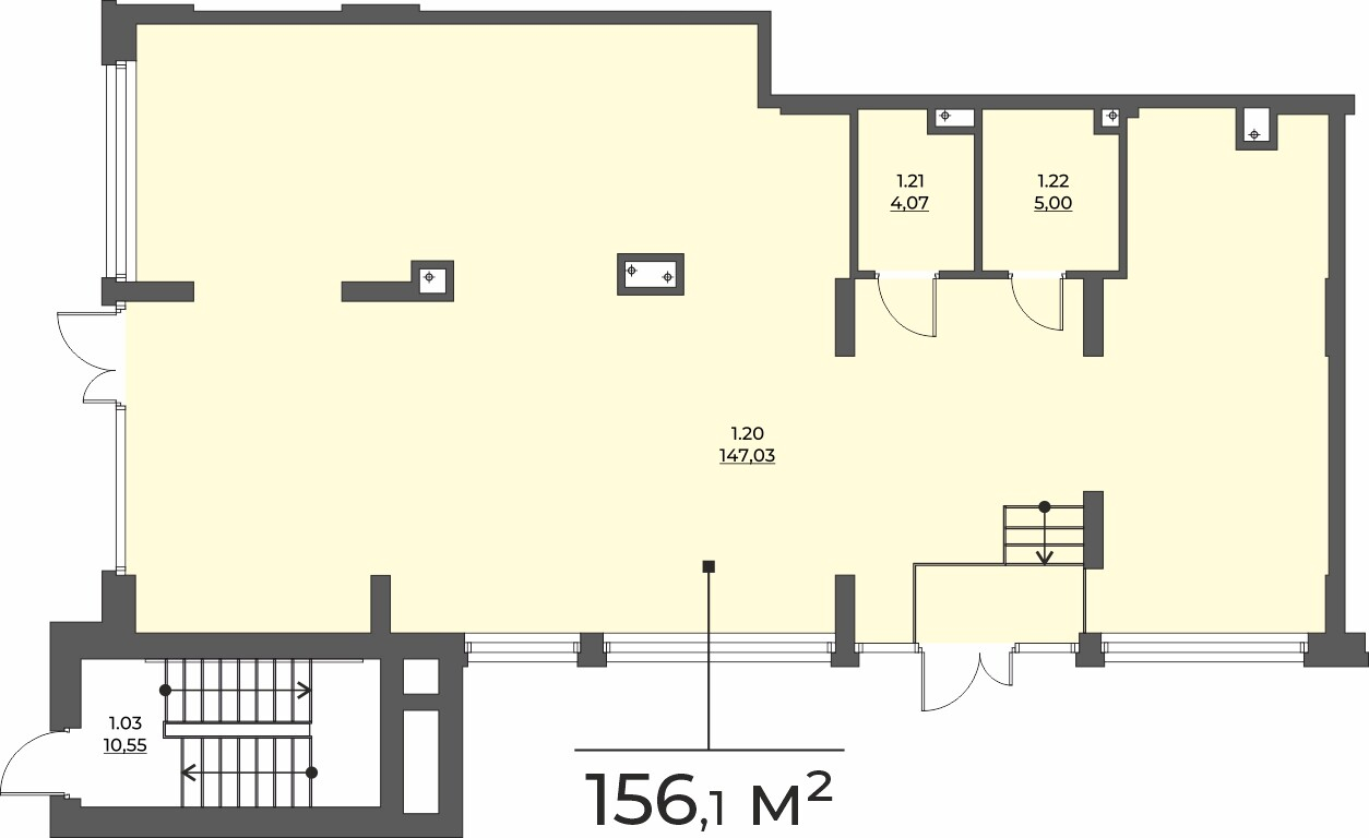 Коммерческая недвижимость, 156.1 м², цена: 21 854 000 ₽ (140 000 ₽/м²), г. Екатеринбург, ул. Викулова, д. 41б,  №4, («ЖК «Викулов»»), этаж: 1/15