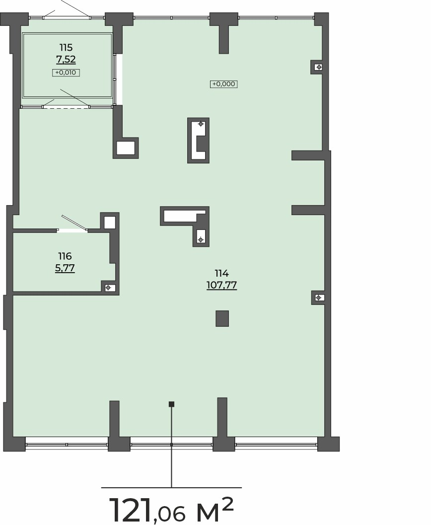 Коммерческая недвижимость, 121.06 м², цена: 24 212 000 ₽ (200 000 ₽/м²), г. Екатеринбург, ул. Блюхера, д. 26, корпус Секция 3,  №4, («Б-26»), этаж: 1/31