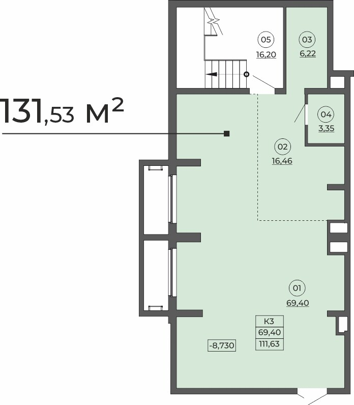 Разное, 131.53 м², цена: 15 783 600 ₽ (120 000 ₽/м²), г. Екатеринбург, ул.Репина, д. 77, корпус Дом № 2,  №2, («ЖК «Repin Towers»»), этаж: -1/29