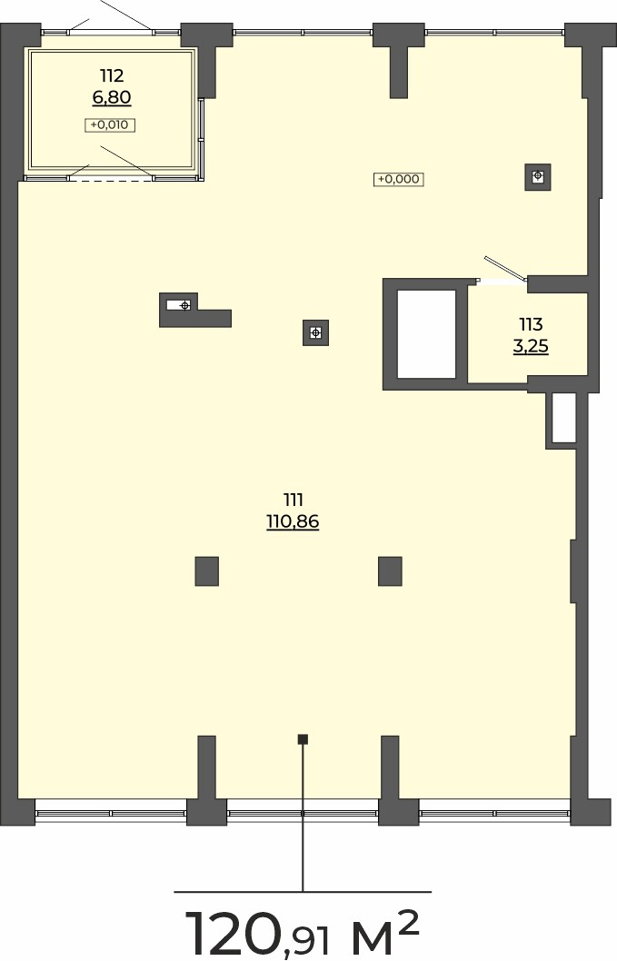 Коммерческая недвижимость, 120.91 м², цена: 24 182 000 ₽ (200 000 ₽/м²), г. Екатеринбург, ул. Блюхера, д. 26, корпус Секция 3,  №3, («Б-26»), этаж: 1/31