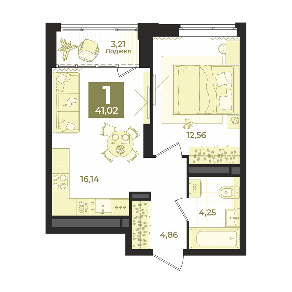 1 к. квартира, Б-26 II очередь очередь, ул. Блюхера, д. 26, корпус Секция 3,  кв. 453, пд.3, эт. 23/31, 41,02 м², 9 150 000 ₽, 223 062 ₽/м²