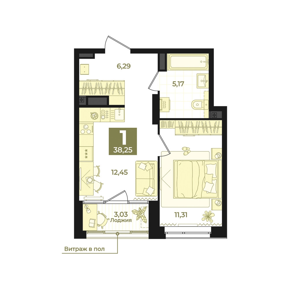 1 к. квартира, Б-26 III очередь очередь, ул. Блюхера, д. 26, корпус Секция 5,  кв. 684, пд.5, эт. 9/31, 38,25 м², 8 300 000 ₽, 216 993 ₽/м²